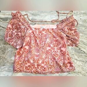 Lucy Paris Saanavi Pink Paisley Ruffle Halter Top NWT Size M